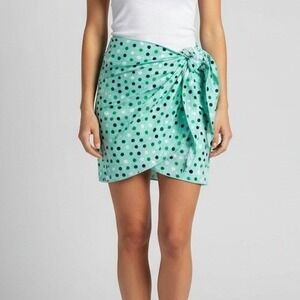 Polka Dot Wrap Skirt Sarong Beach Cover Up Tie Waist Short Women Size 16